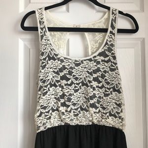Bobeau racerback black & white dress hi low dress